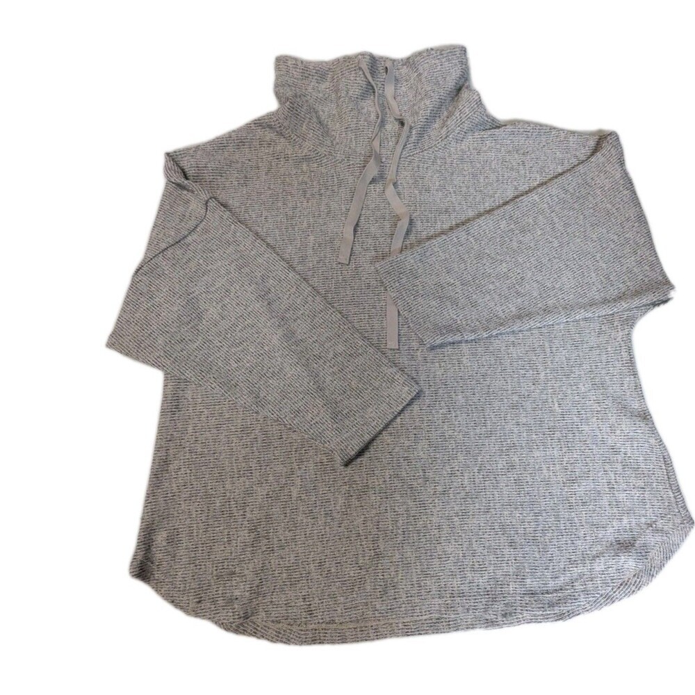 Max Studio London Gray Marled Knit Tunic Cowl Neck Pullover 1X Oversized